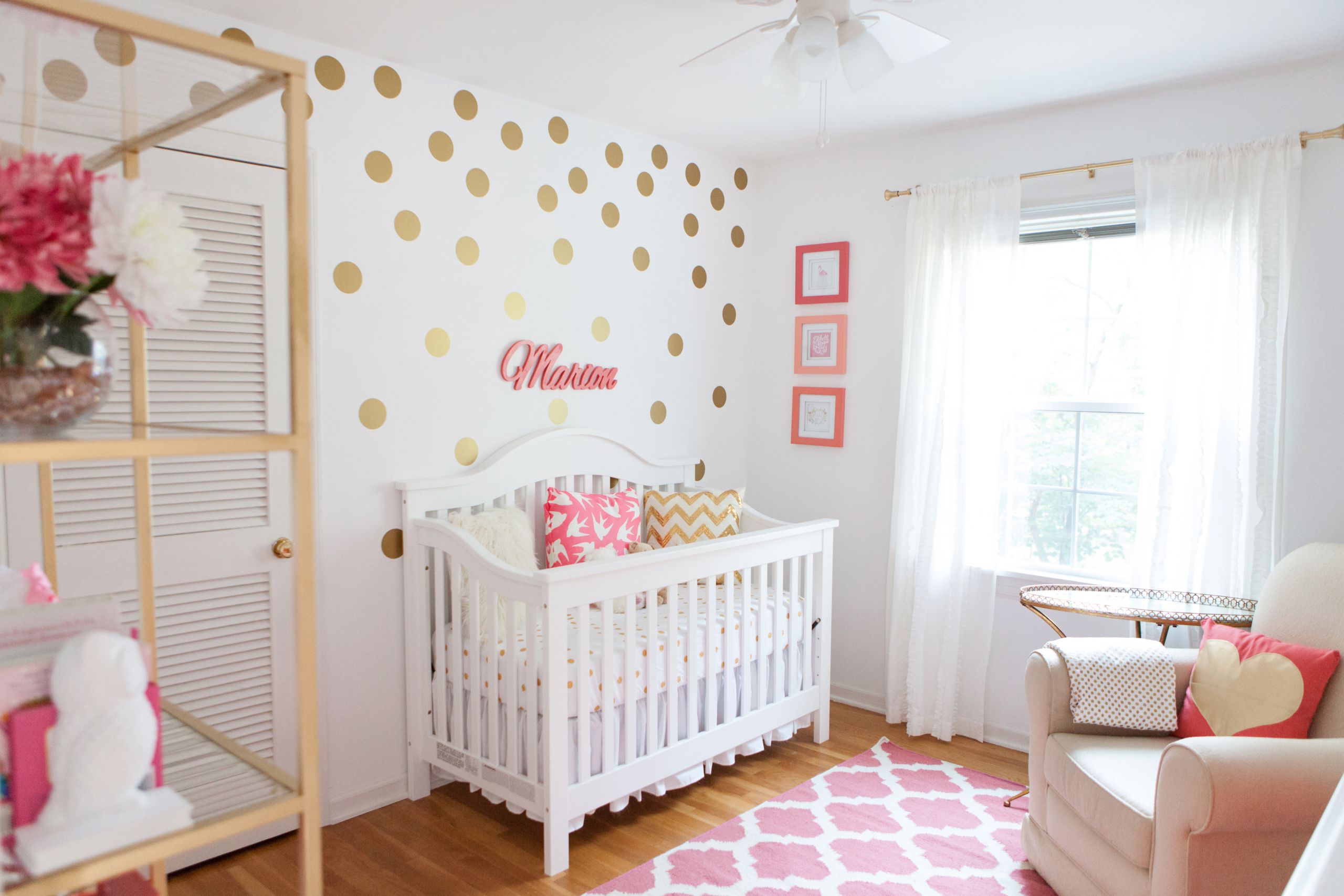Baby Decorating Room
 Marion s Coral and Gold Polka Dot Nursery Project Nursery