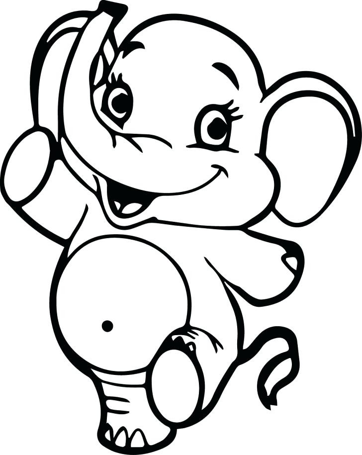 Baby Elephant Coloring Page
 Cute Elephant Drawing at GetDrawings