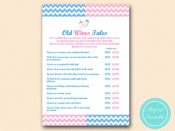 Baby Gender Reveal Party Games
 Old wives tales baby gender game Gender reveal party Games