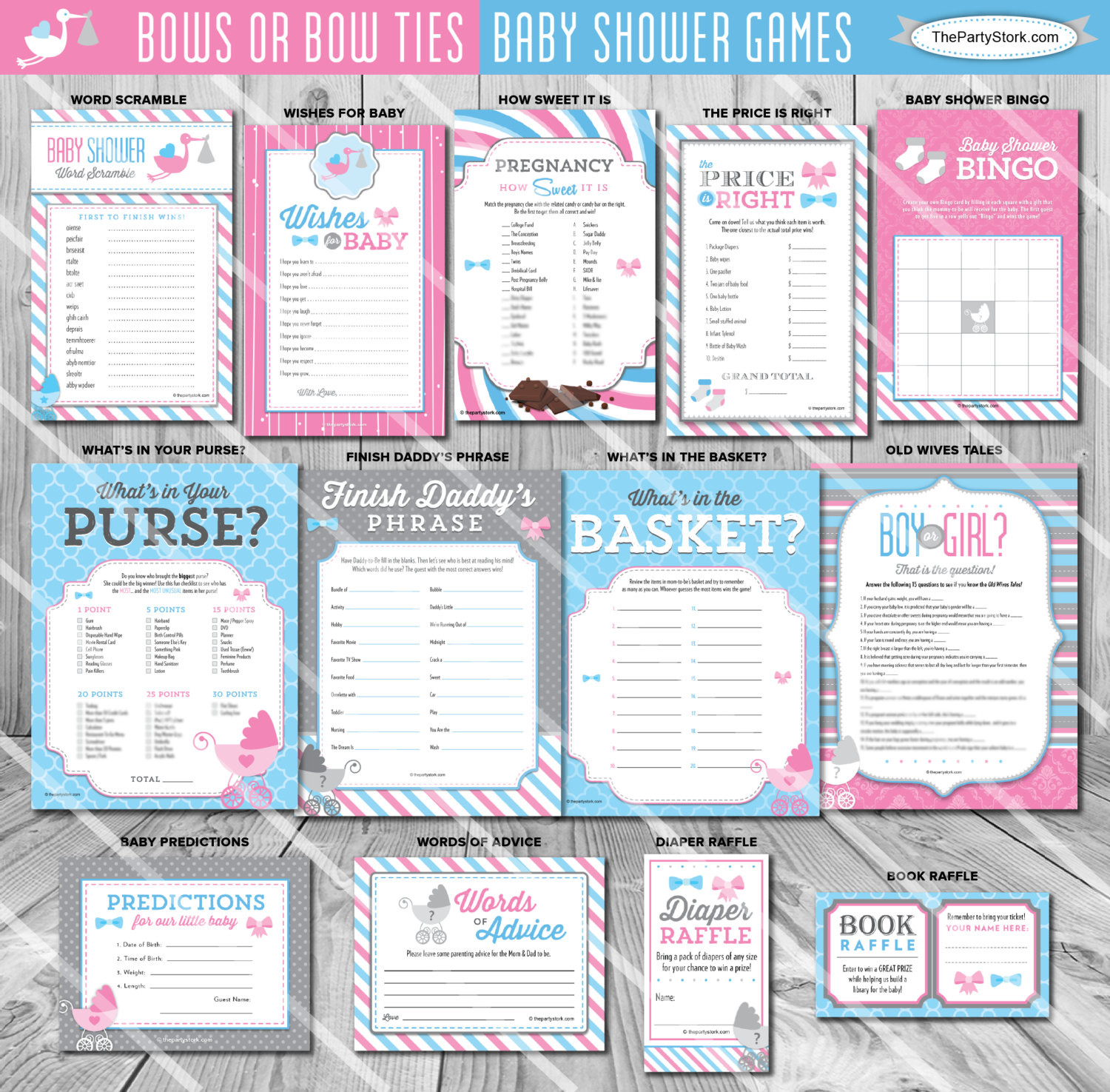 Baby Gender Reveal Party Games
 Gender Reveal Party Games Bows or Bowties Baby Shower