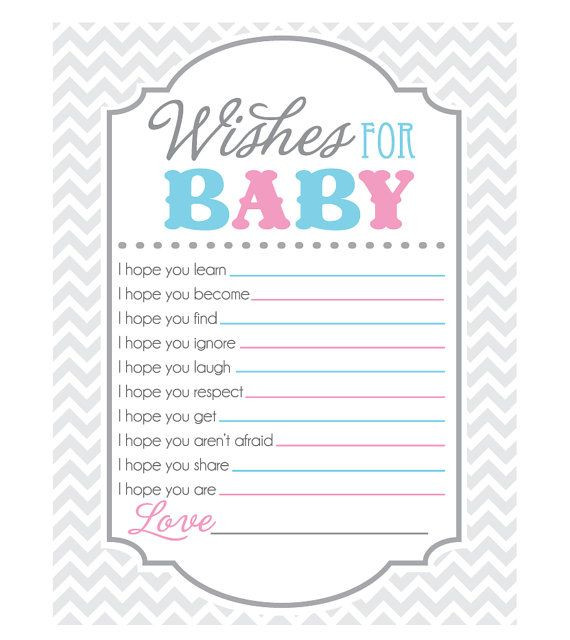 Baby Gender Reveal Party Games
 Gender Reveal Party Game Sheet for Wishes for Baby "I