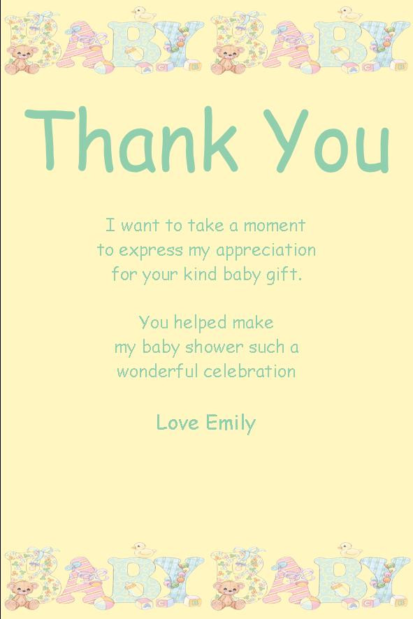 Baby Gift Thank You
 Personalised Baby Shower Thank You Card Design 10