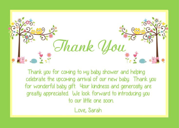 Baby Gift Thank You Message
 Baby Shower Thank You Card Wording Ideas