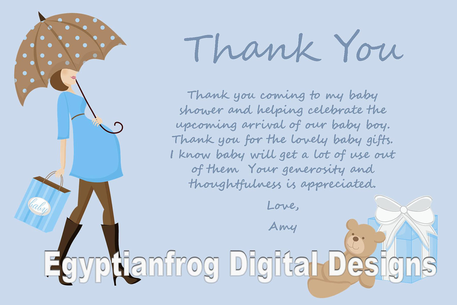 Baby Gift Thank You Message
 Blue Baby Bump Pregnancy Baby Shower Thank You Notes You