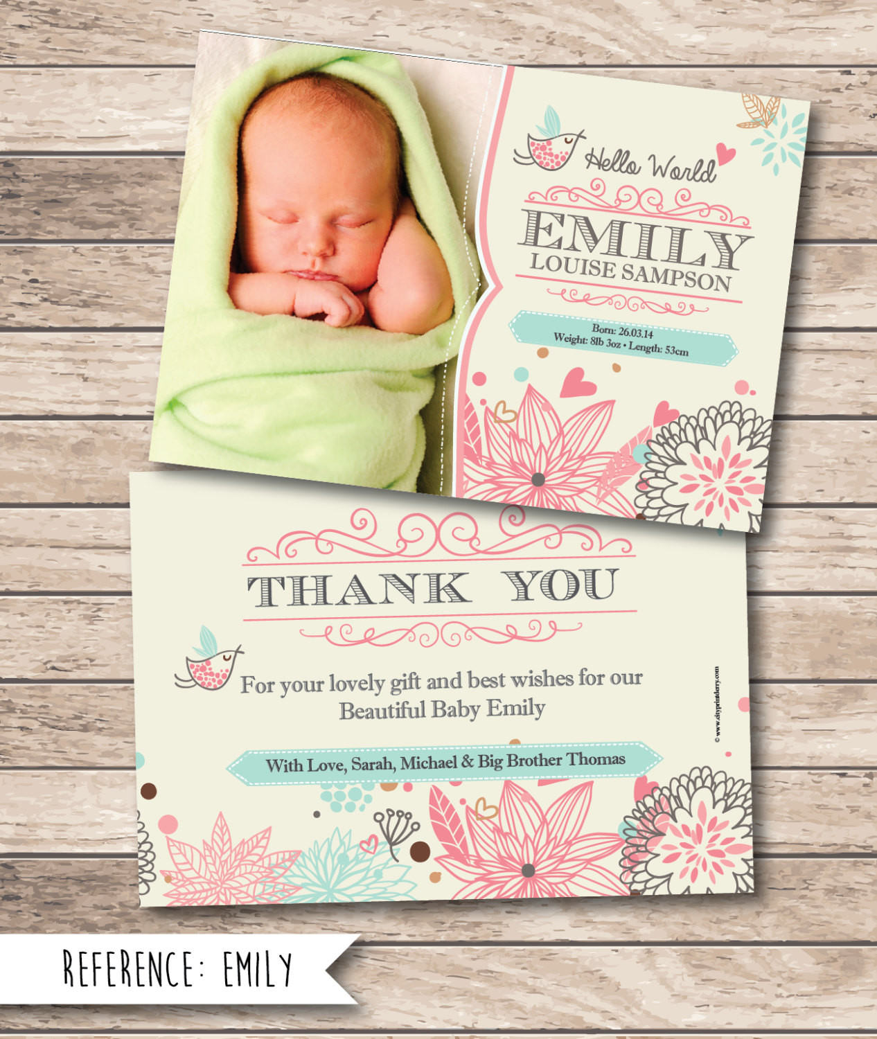Baby Gift Thank You Message
 Baby Gear Galore Birth Announcement Baby Thank You Card