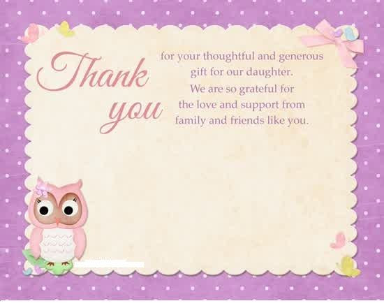 Baby Gift Thank You Message
 Thank You Card Message For Gift