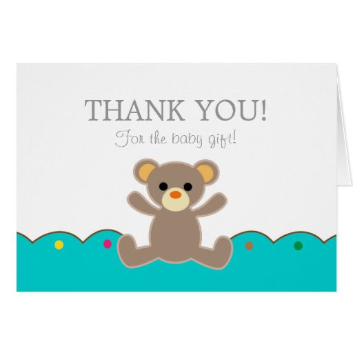 Baby Gift Thank You
 Teddy Bear Gender Neutral Baby Gift Thank You Card