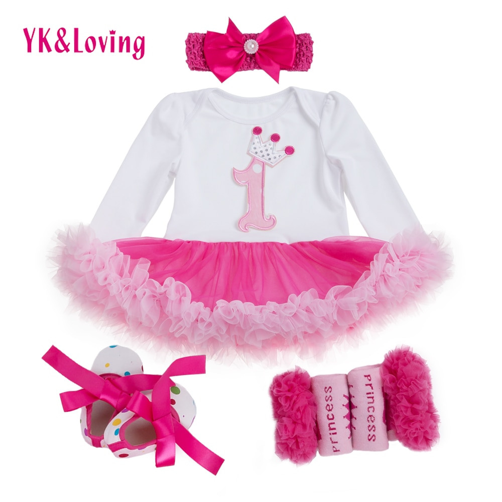 Baby Girl Fashion Clothes
 1 st Girls Bodysuit Baby Girl Clothes Baptism Dresses Pink