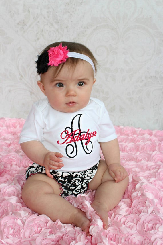 Baby Girl Fashion Clothes
 Items similar to Personalized Baby Girl Clothes Damask