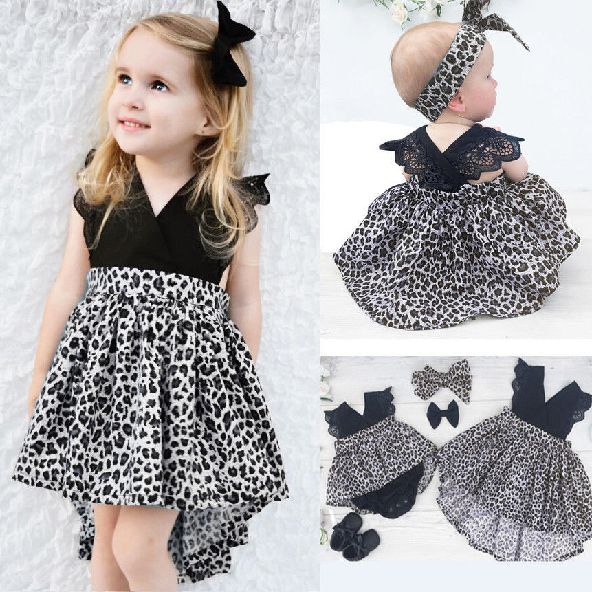 Baby Girl Fashion Clothes
 0 7Y Fashion Baby Girl Clothes Leopard Suit Lace Ruffles