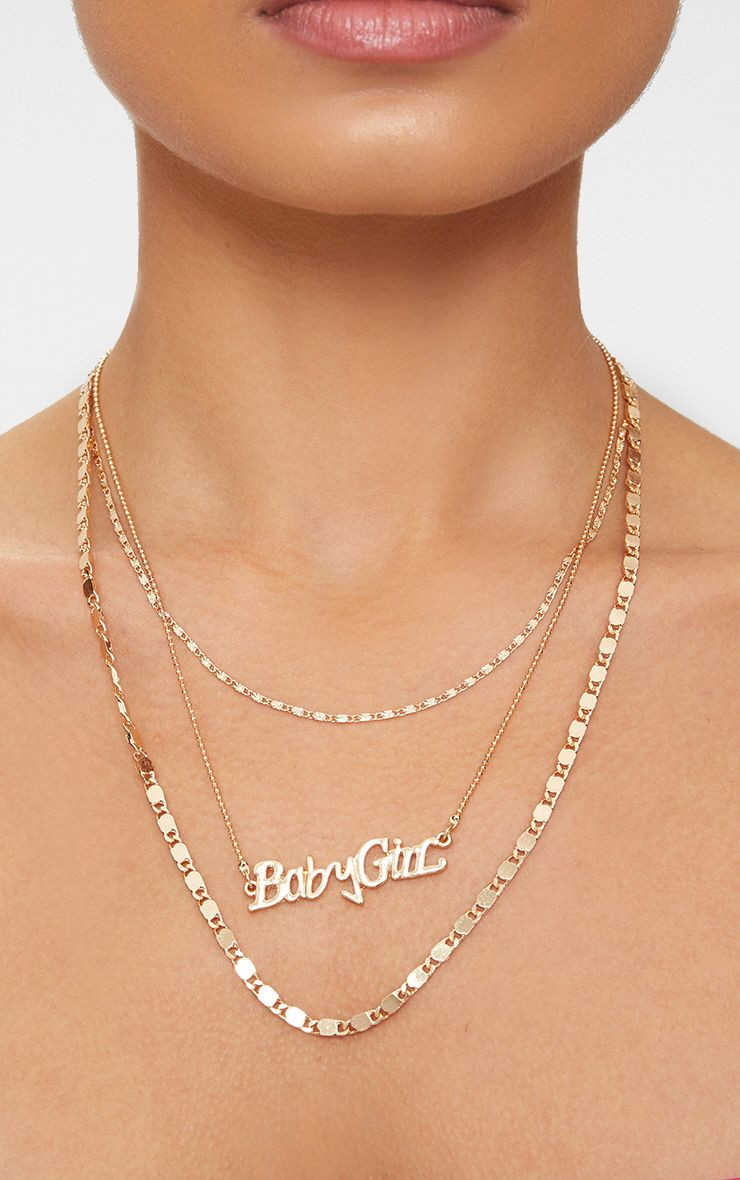 Baby Girl Gold Necklace
 Gold Triple Layered Baby Girl Necklace