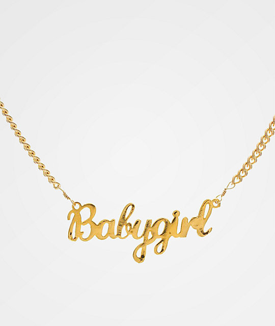 Baby Girl Gold Necklace
 VidaKush Babygirl Nameplate Gold Choker Necklace