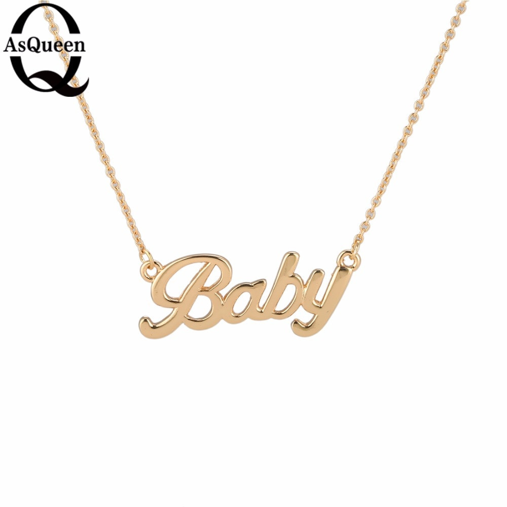Baby Girl Gold Necklace
 Tiny Gold Necklace Gold Letter" Baby "Pendant Necklaces
