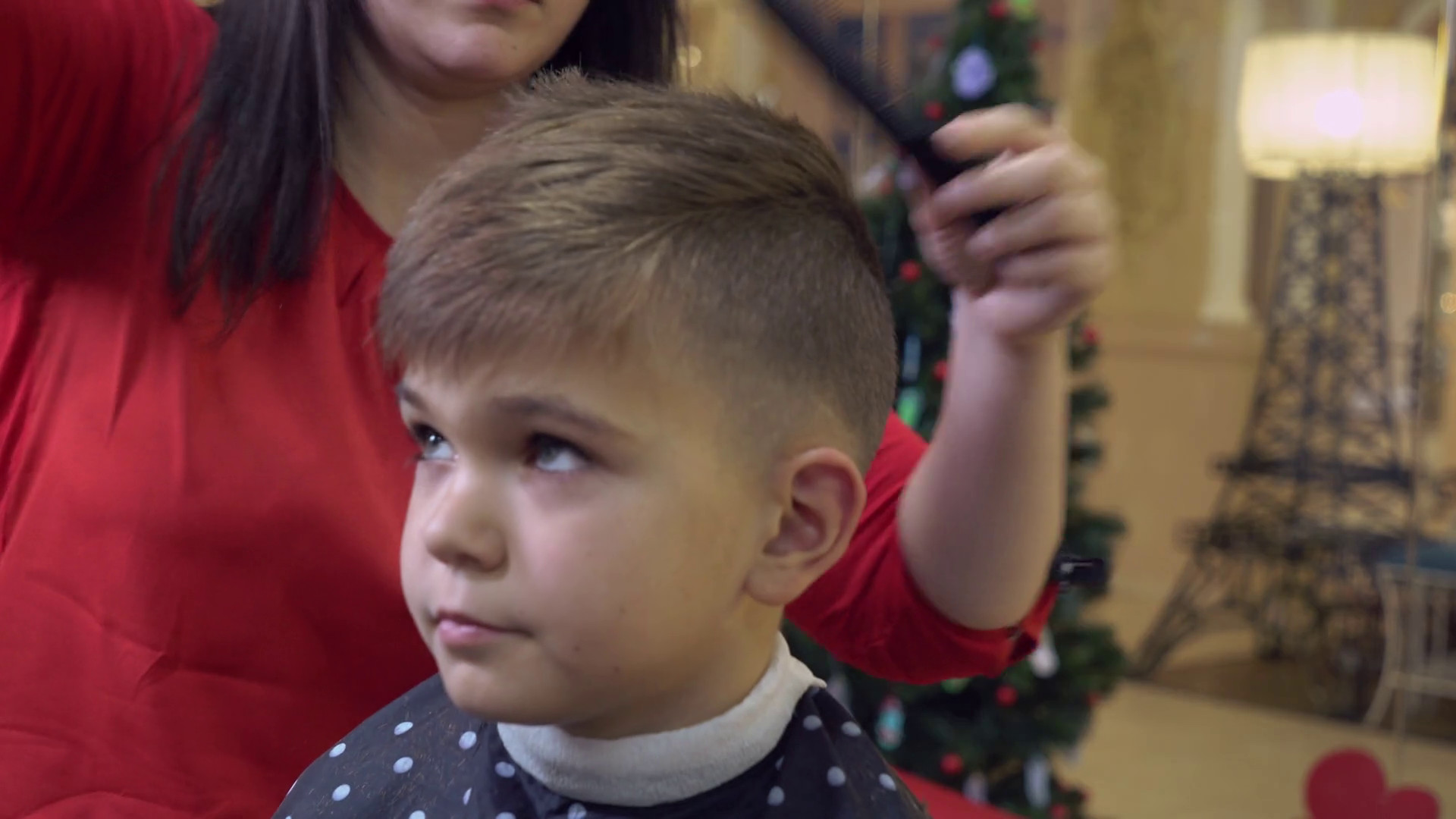 Baby Hair Cutting Places
 Funny little boy in barber shop Baby have fun and fool