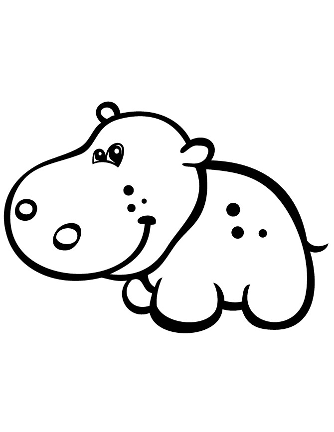 Baby Hippo Coloring Pages
 Cute Baby Hippo Simple Coloring Page