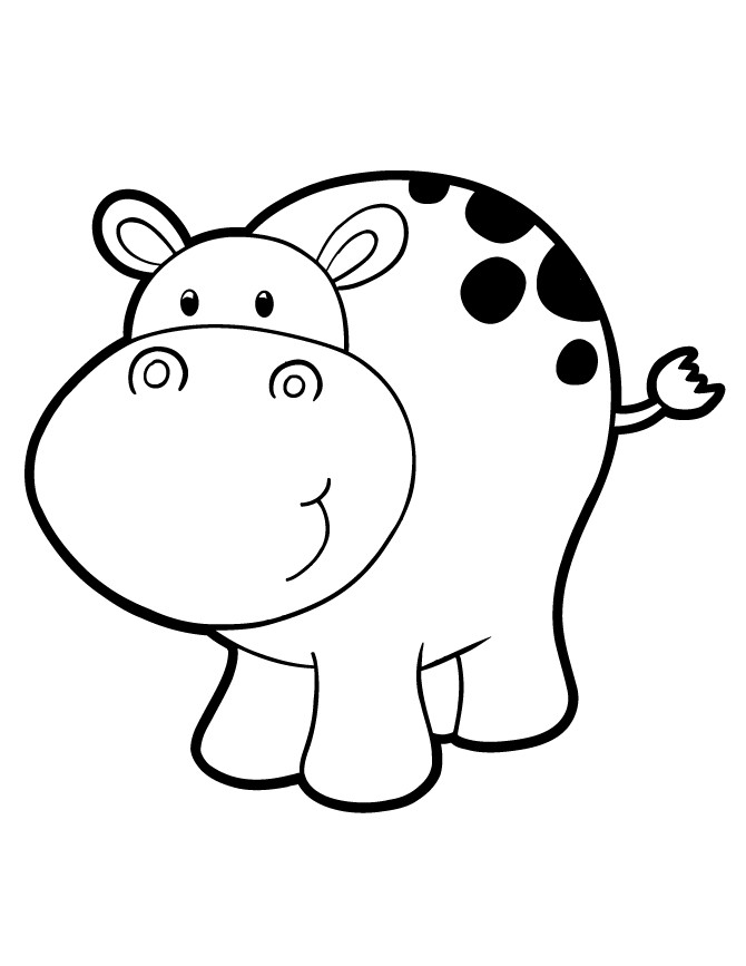 Baby Hippo Coloring Pages
 Baby Hippo For Kids Coloring Page