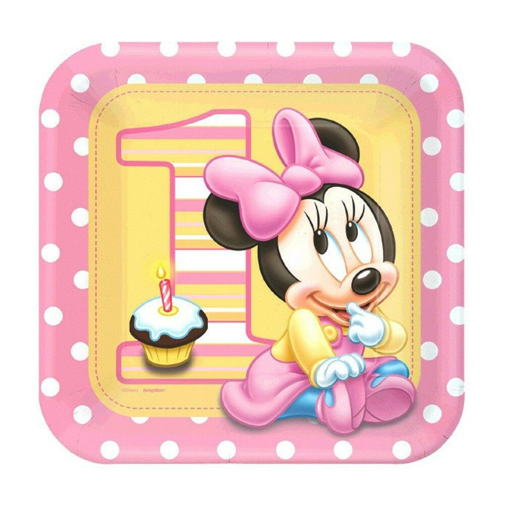 Baby Minnie Mouse 1St Birthday Party Supplies
 8 Disney Baby Minnie Mouse 1st Birthday Party 9in Square