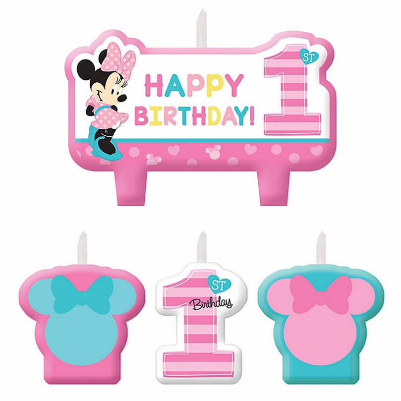Baby Minnie Mouse 1St Birthday Party Supplies
 Baby Minnie Mouse 1st Birthday Mini Molded Candles 4ct