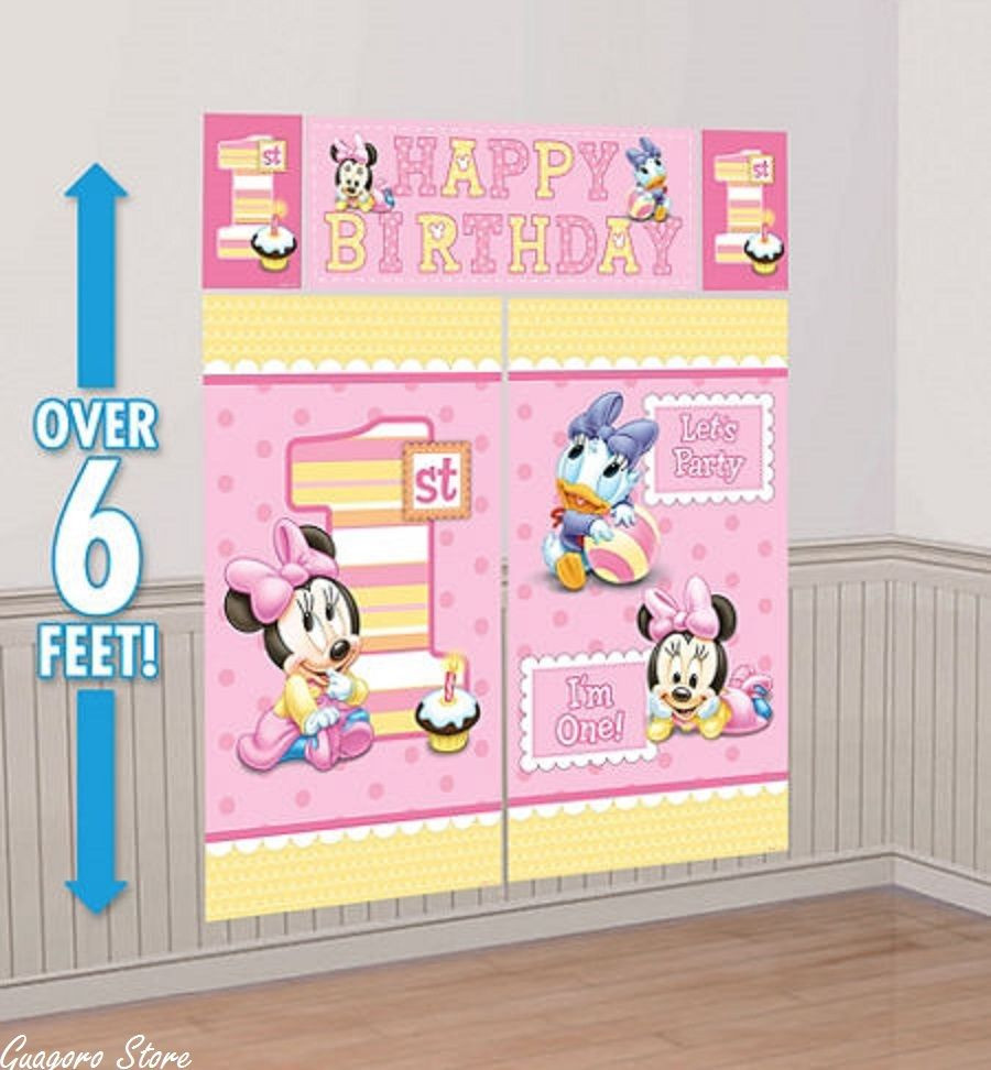 Baby Minnie Mouse 1St Birthday Party Supplies
 Baby Minnie Mouse 1st Birthday Scene Setter Wall Banner