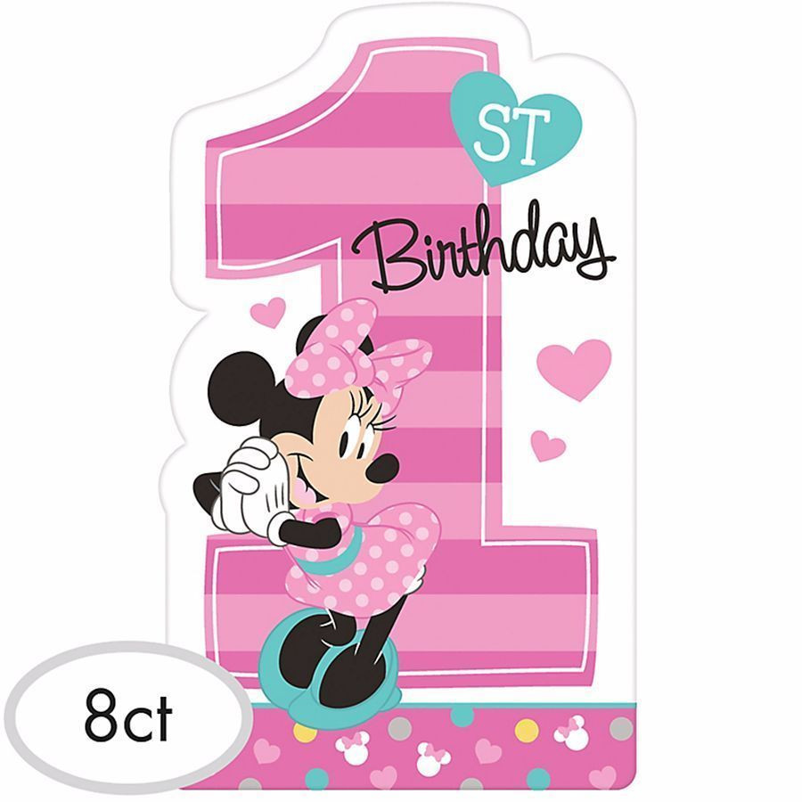 Baby Minnie Mouse 1St Birthday Party Supplies
 Baby Minnie Mouse First 1st Birthday Invitations Birthday