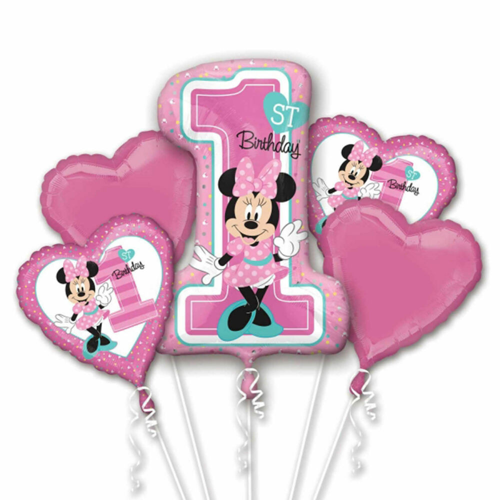 Baby Minnie Mouse 1St Birthday Party Supplies
 Disney Baby Minnie Mouse 1st Birthday Balloon Bouquet