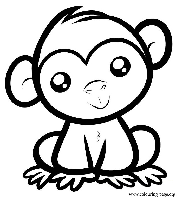 Baby Monkeys Coloring Pages
 Monkeys A cute baby monkey sitting coloring page