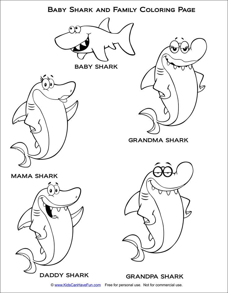 Baby Shark Coloring Pages Printable
 Baby Shark and family coloring page babyshark sharks
