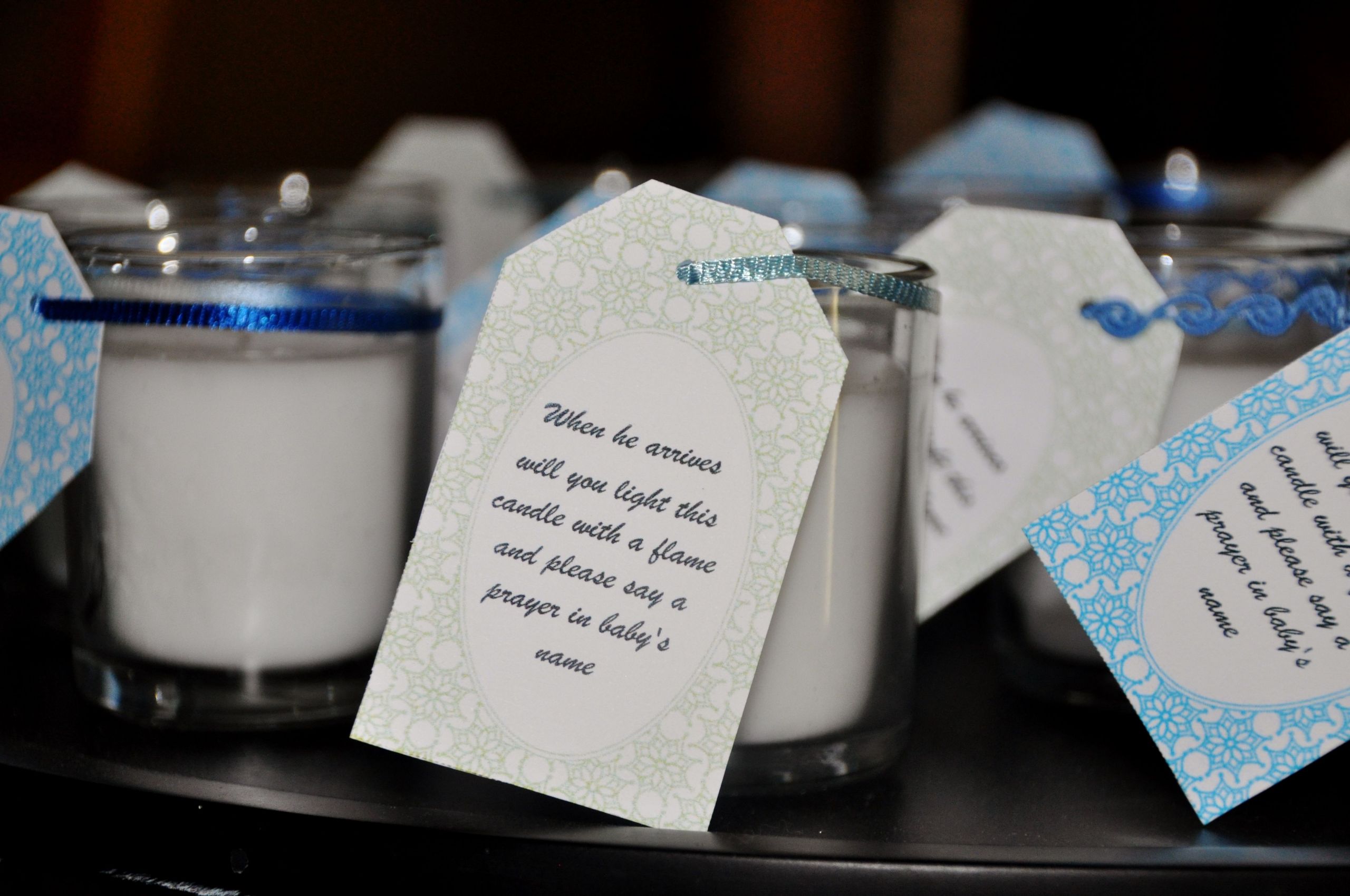 Baby Shower Candle Party Favors
 Sprinkle shower party favors Candle with prayer for new