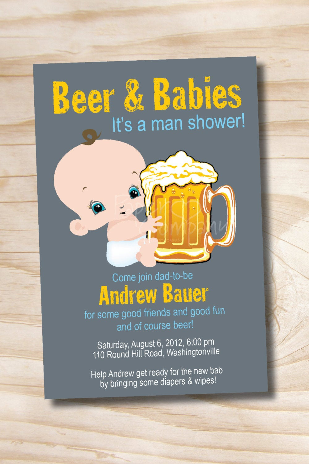 Baby Shower Diaper Party
 MAN SHOWER Beer and babies Diaper Party Invitation Printable
