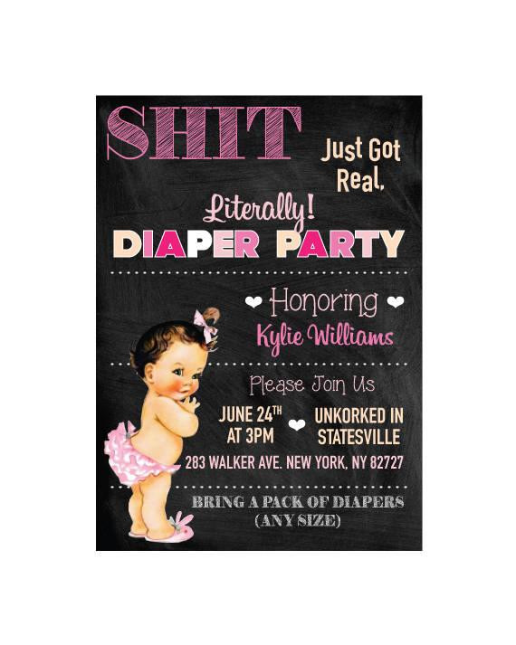 Baby Shower Diaper Party
 Shit Just Got Real Diaper Party Invitation Funny Baby Shower