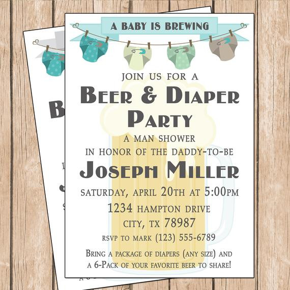 Baby Shower Diaper Party
 Beer and Diaper Party Invitation A Man Baby Shower