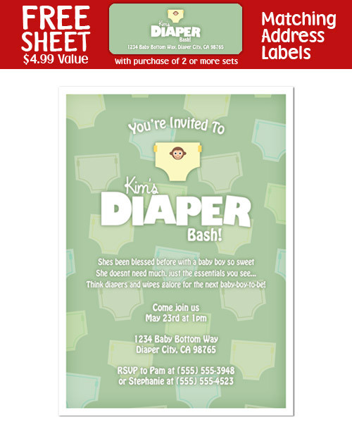 Baby Shower Diaper Party
 8 Diaper Party Shower Invitations