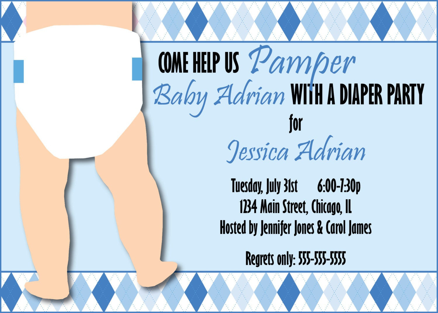 Baby Shower Diaper Party
 Custom Diaper Shower Invitation by FreeStyleDesignCo on Etsy