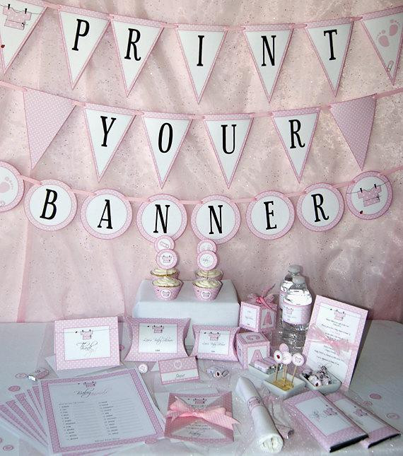 Baby Shower Diy Decorations
 Girl Baby Shower Printable Set Pink Baby Shower Decoration