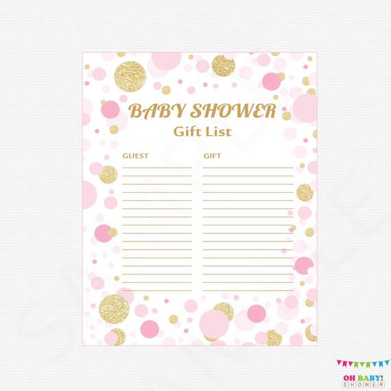 Baby Shower Gift List Printable
 Pink and Gold Baby Shower Gift List Printable Gift List