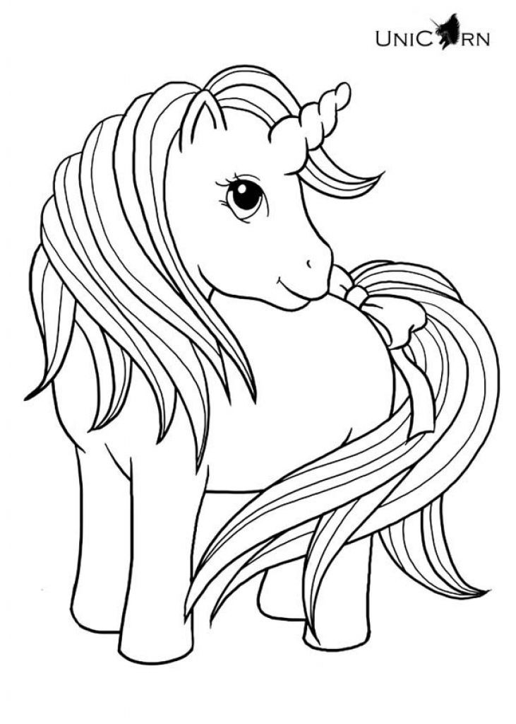 Baby Unicorn Coloring Pages
 Lovely Baby Unicorn With Long Hair And Tail Coloring Page