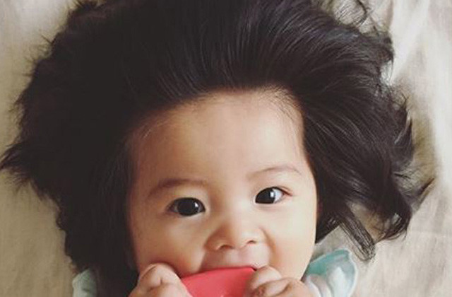 Baby With Big Hair
 Japanese baby Chanco with the big hair is an Instagram