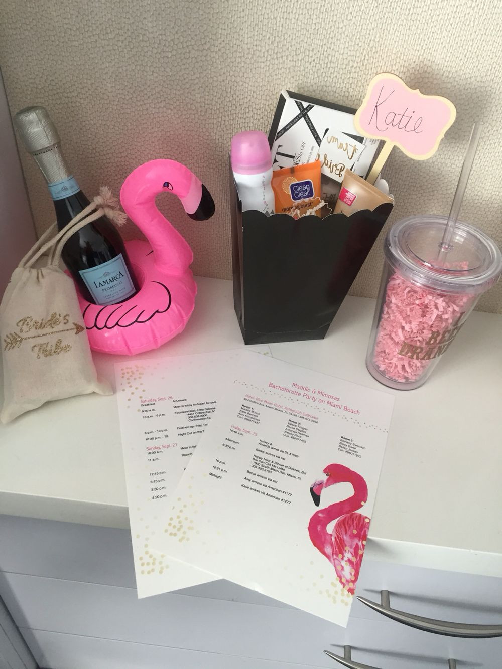 Bachelorette Party Goodie Bag Ideas Beachy
 Flamingo bachelorette party t bags