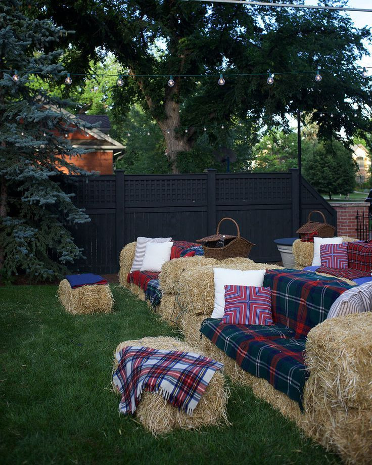 Backyard Bonfire Party Ideas
 how to set up hay bale couches
