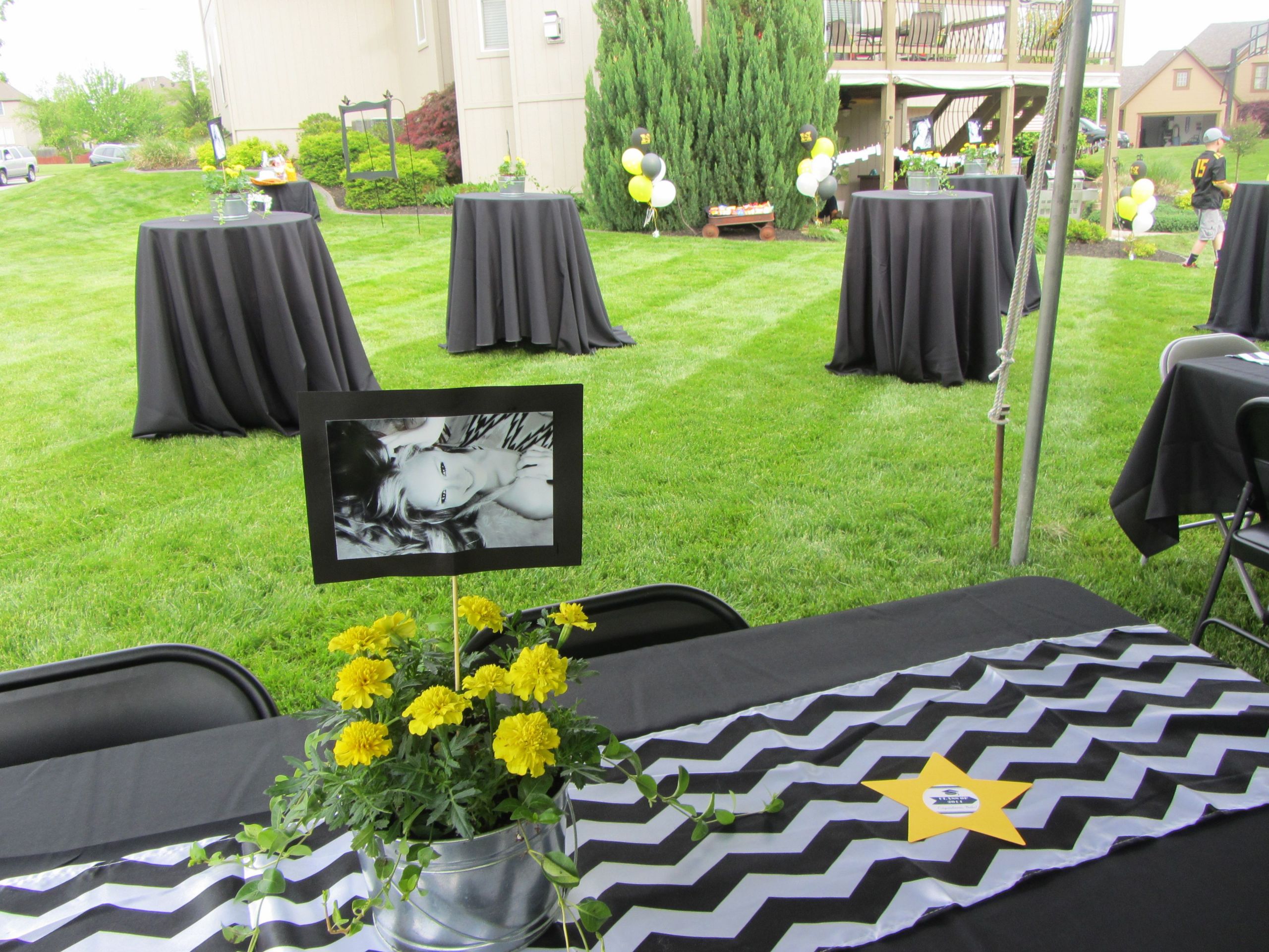 Backyard Graduation Party Decorating Ideas
 Outdoor Graduation Party Black White Yellow