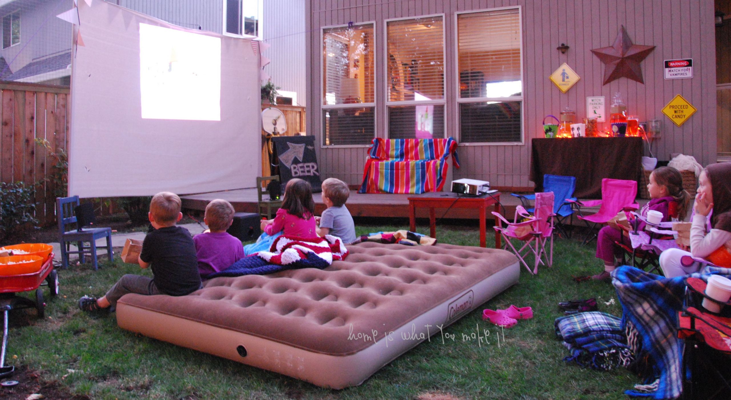 Backyard Movie Night Birthday Party Ideas
 fall backyard movie night