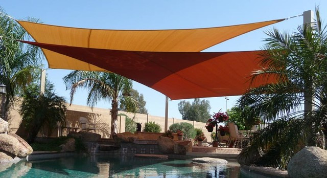 Backyard Shade Sail Ideas
 swimming pool shade sails by Tenshon LLC