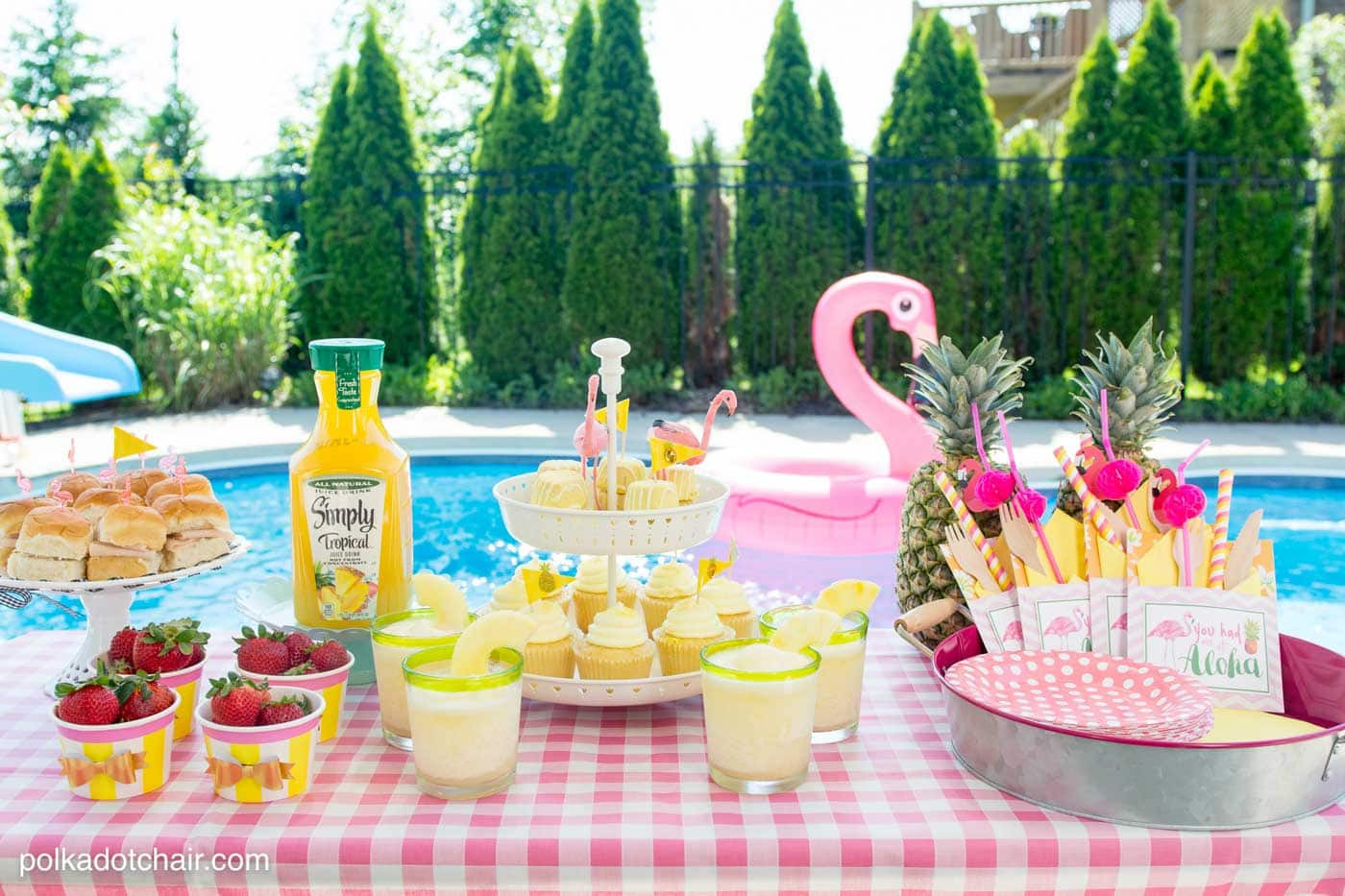Backyard Theme Party Ideas
 Summer Backyard Flamingo Pool Party Ideas The Polka Dot