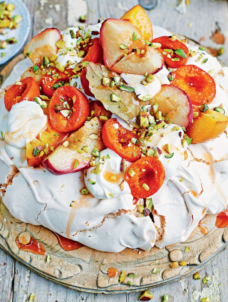 Baked Cakes &amp; Gourmet Desserts Llc
 Jamie s Baked Peach & Apricot Pav With Pistachios & Honey