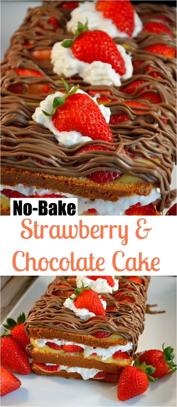 Baked Cakes &amp; Gourmet Desserts Llc
 No Bake Strawberry & Chocolate Cake Recipe Layer after