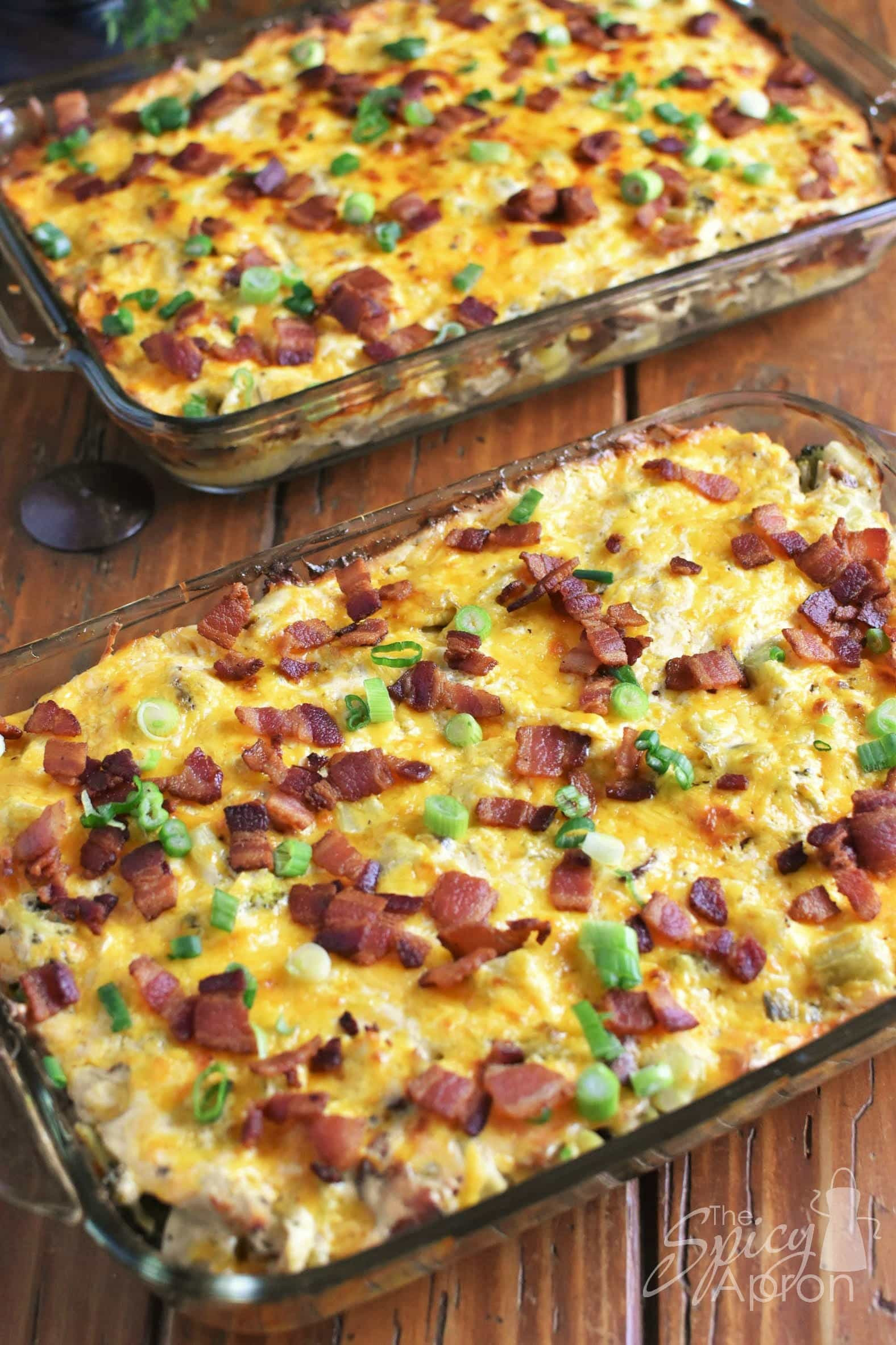 Baked Potato And Chicken Casserole
 Loaded Baked Potato Casserole with Chicken for a Crowd