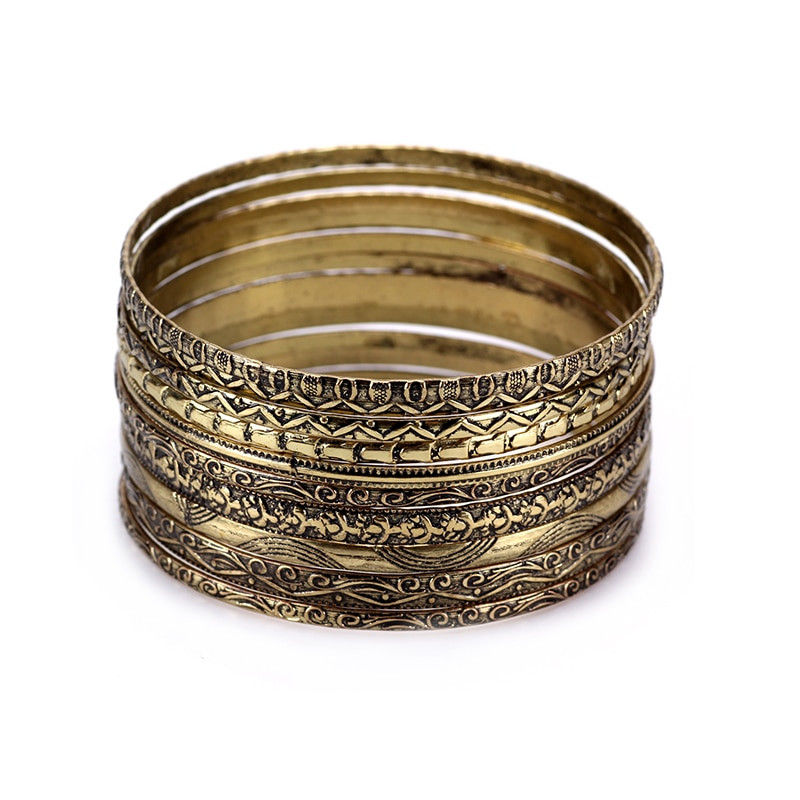 Bangle Bracelets Sets
 11 Piece Set Vintage Indian Bangles Sets Gold Silver Metal