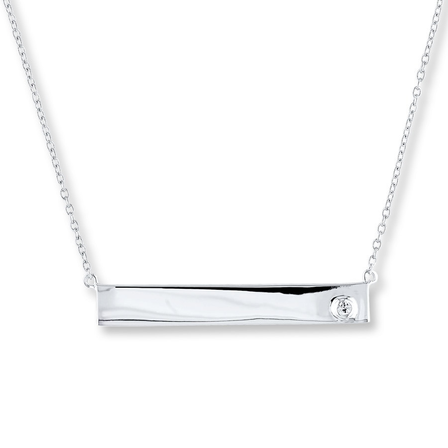 Bar Necklace Silver
 Bar Necklace Natural White Sapphire Sterling Silver