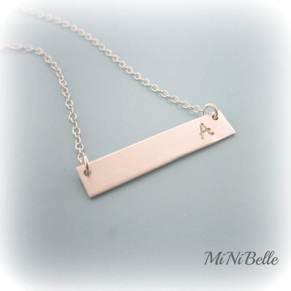 Bar Necklace Silver
 Sterling Silver Bar Necklace Personalized Name Bar Necklace