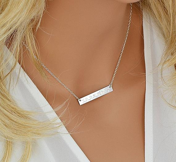 Bar Necklace Silver
 Sterling Silver Bar Necklace Personalized Bar Necklace